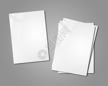 白色小册子涵盖背景上孤立的白小册子模拟板图片