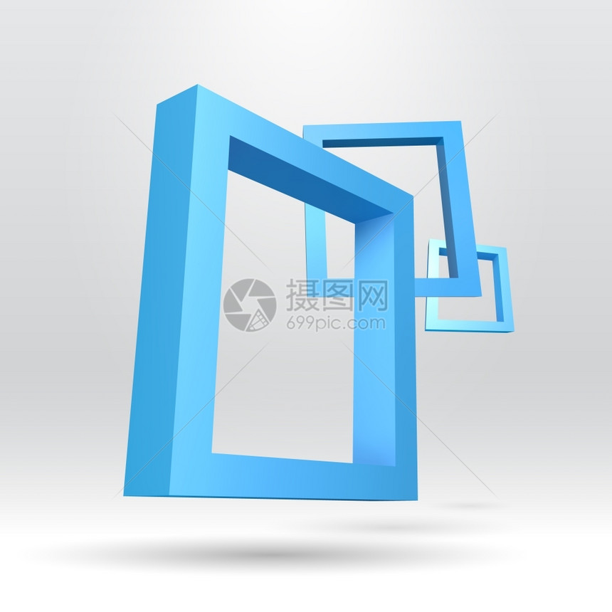 您演示文稿的3个蓝色矩形3d框架图片