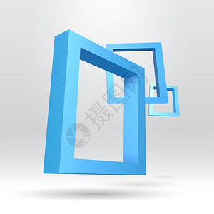 您演示文稿的3个蓝色矩形3d框架背景图片