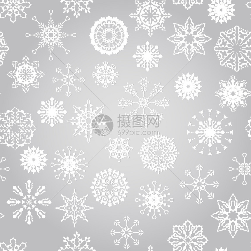 矢量无缝冬季模式有雪花在观察菜单中的模式图片