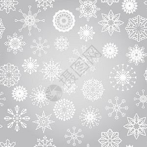 雪叶矢量无缝冬季模式有雪花在观察菜单中的模式设计图片