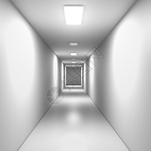隧道通风带白墙照明板和通风的空走廊背景