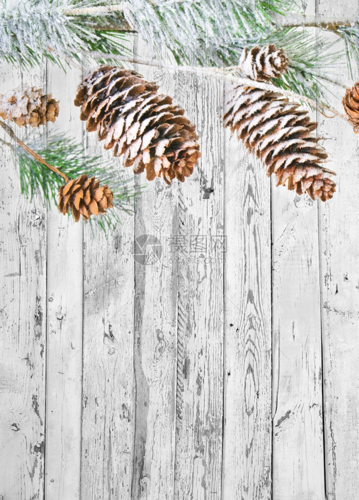 木背景上的圣诞节装饰图片