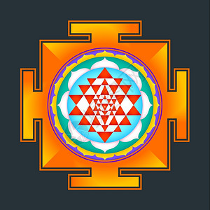 坦陀罗黑色背景xa上孤立的矢量色hindusmryantchk插图三角设计图片