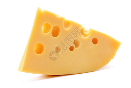 白色背景上分离的切片干酪高清图片