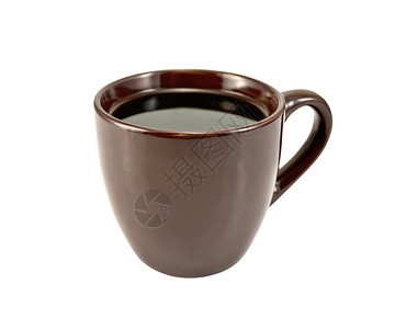 棕色咖啡杯白背景孤立于白色背景图片