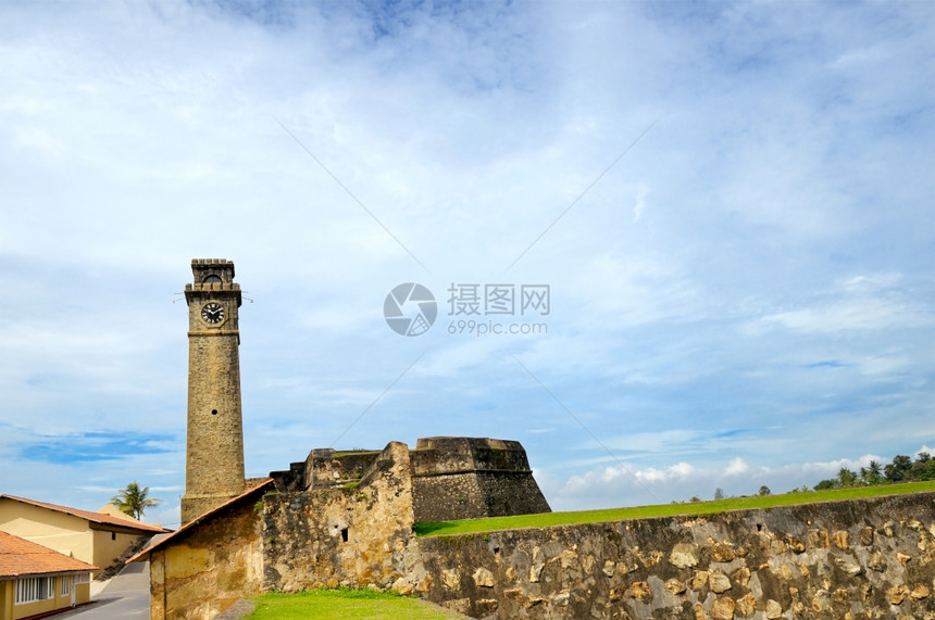 塔台的时钟堡垒加勒srilank图片
