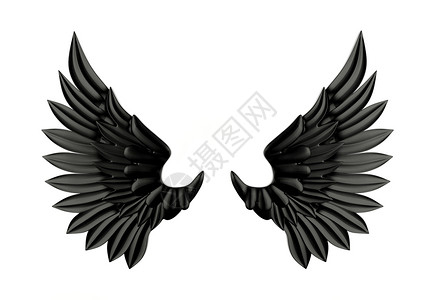 小恶魔翅膀孤立的黑翼背景