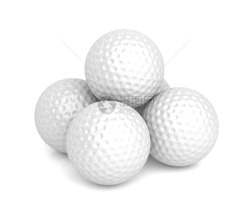 白色背景的五组高尔夫球图片
