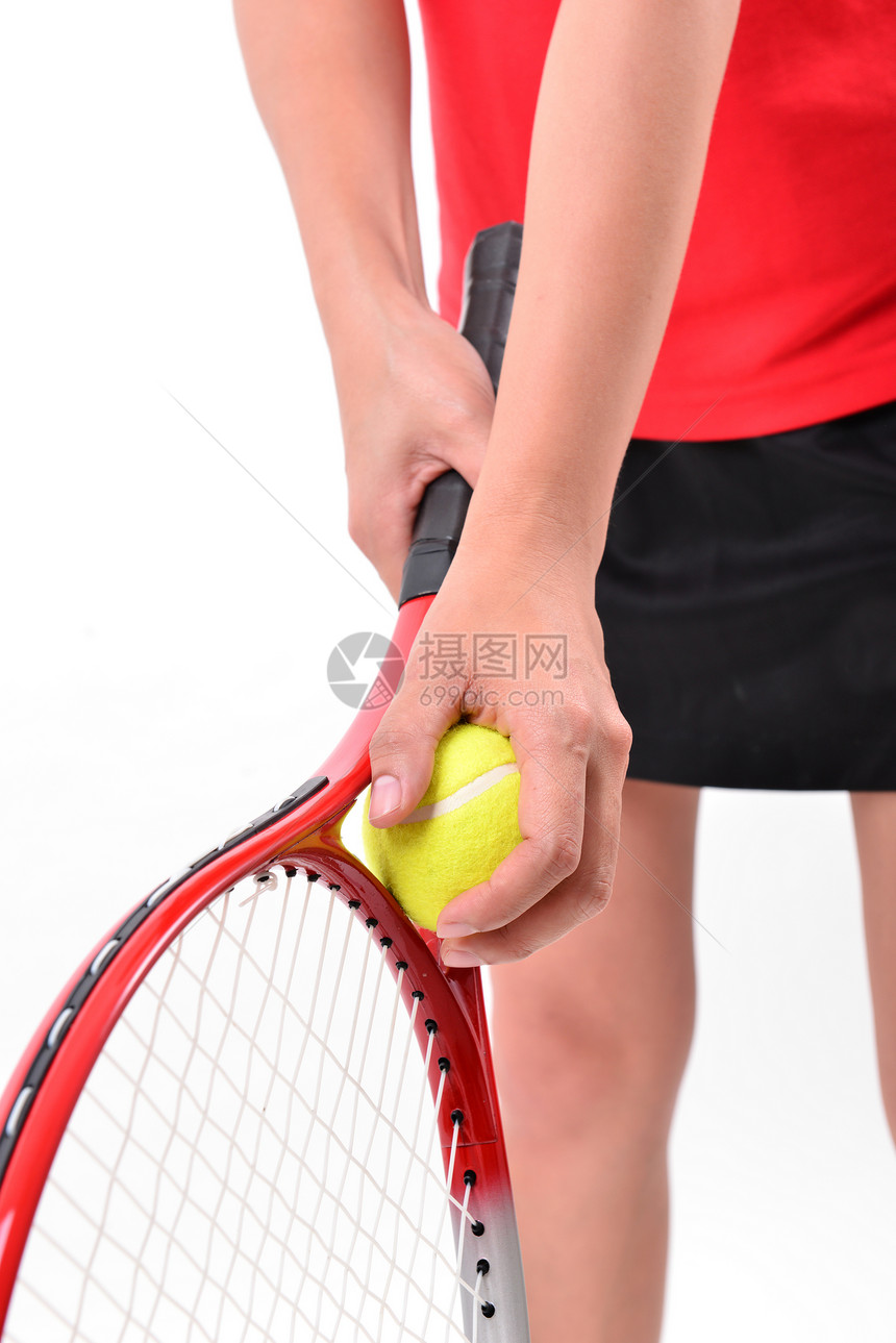 白背景孤立的网球手图片
