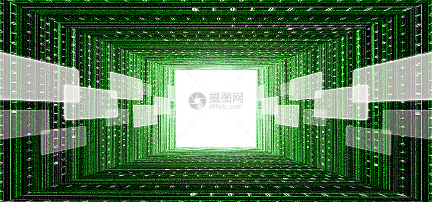 绿色矩阵隧道有触摸屏界面最后有亮光图片