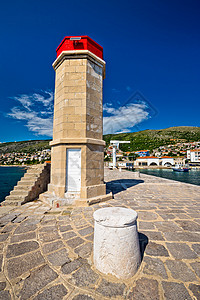 普里莫耶croati地区Prmoje地区的Snj亚得里城的灯塔背景