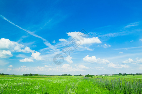 草地和完美的天空背景图片