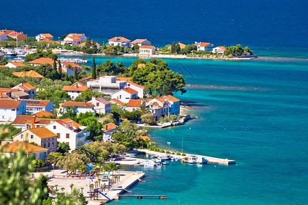 古吉连风景海岸和滩达马提亚岛croati岛图片