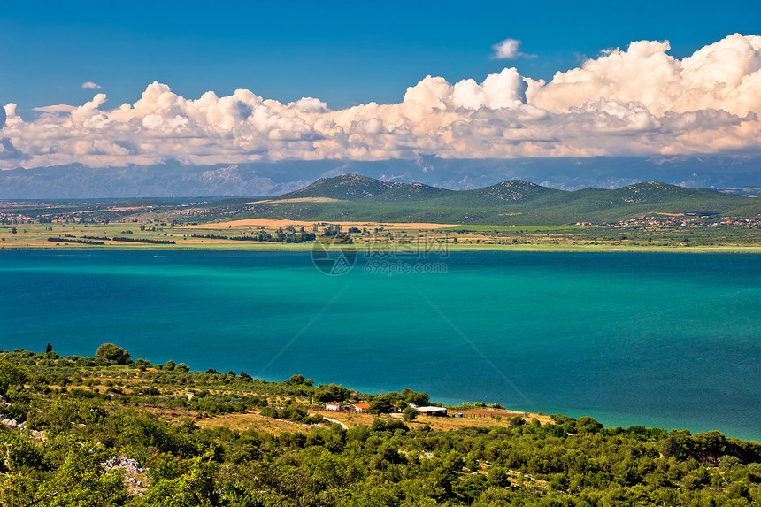 Vrasko湖和风景空中观测达马提亚croati图片