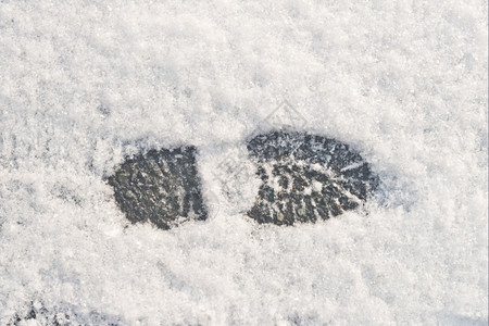 雪中的脚打印图片