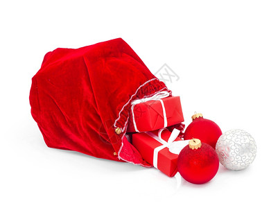 带圣诞球和礼品盒的红包图片