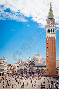 烦skr人圣记和的钟塔圆在威尼斯意大利92015年背景