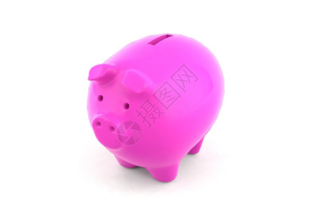 孤立的粉色猪银行图片