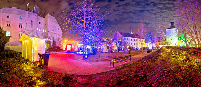 洛茨卡克夜景全Croati首都历史建筑背景