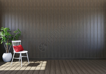 室内有生活空间白椅子和装饰厂的空木客厅3D图片