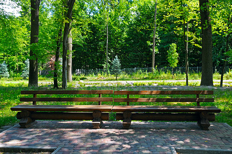 在舒适的城市公园休息长椅图片