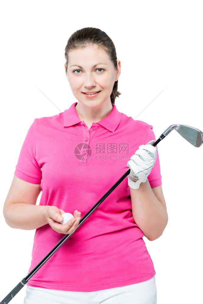 白色背景设备高尔夫球手垂直肖像图片