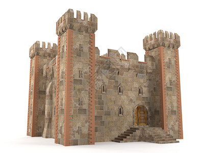3d使石砖堡垒成为白色背景的孤立石砖堡垒背景图片