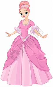 粉红色连衣裙美丽的童话公主插图插画
