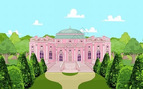皇家公园公主的可爱浪漫宫殿公主浪漫宫殿插画