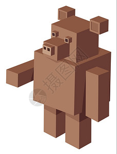 立体熊卡通人物立体熊动物三维游戏人物卡通插画背景图片