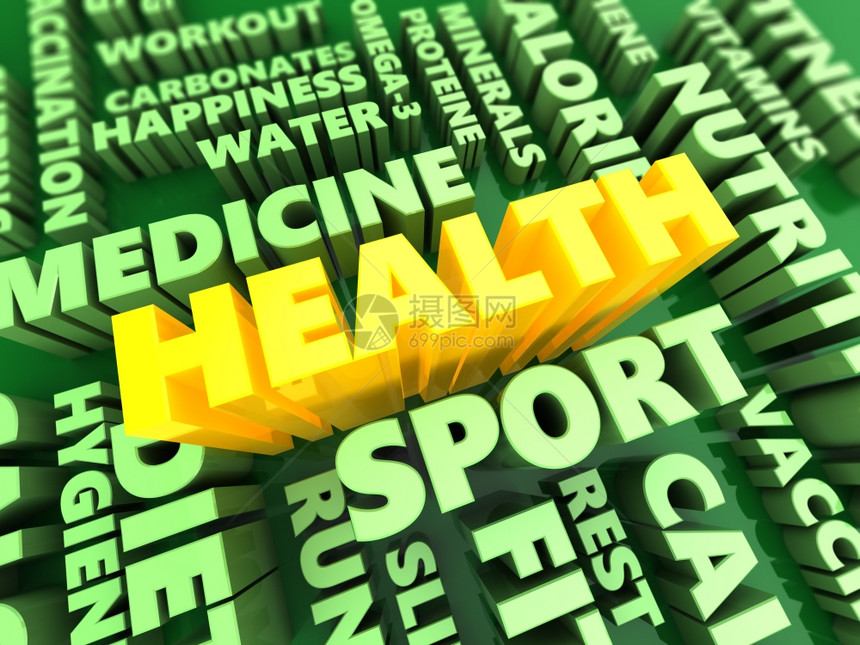 3个健康组成部分概念说明绿色和黄图片