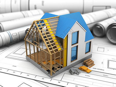 3d参照蓝图背景来说明框架房屋结构设计背景