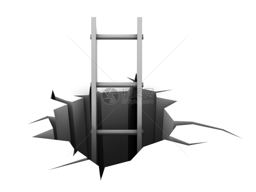 抽象的3d梯子在洞中的插图梯子在洞中的插图图片