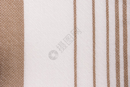 棕色和白条纹毛巾布桌理棉缝合背景图片