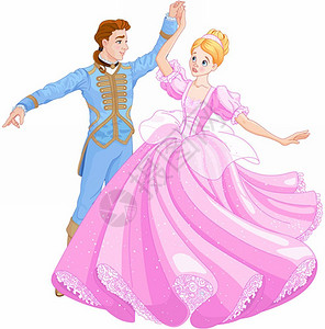 公主和王子灰姑娘和王子的皇家舞会插画
