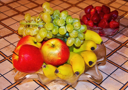 新鲜水果苹葡萄香蕉服务维他命新鲜天然纯净洗涤有用图片