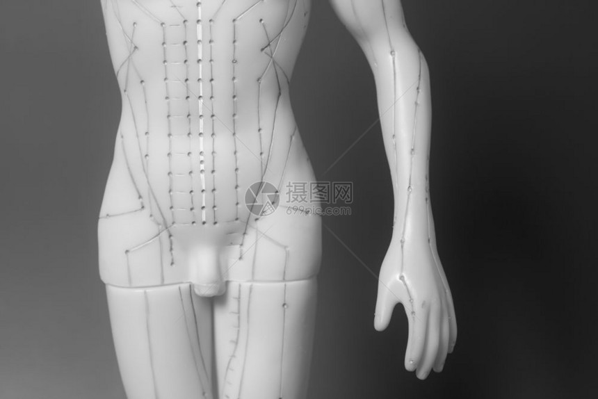 黑色背景人类的医学针孔穿模型图片