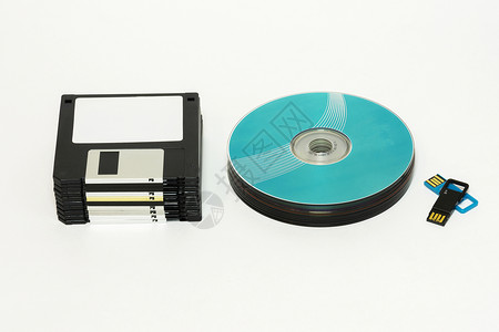 白色背景是软盘cdv磁盘和usb闪光图片