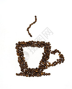 白色背景的一杯咖啡轮廓图片