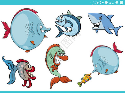海洋生物鱼类夸张漫画图片