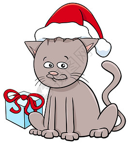 比利茨基幸福的卡通戴圣诞帽的猫设计图片