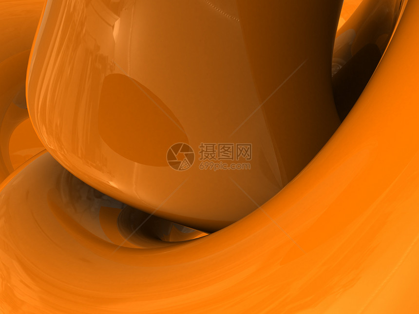 橙色塑料背景抽象3d插图图片