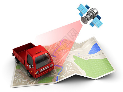 3个卫星货物或卡车跟踪概念图背景图片