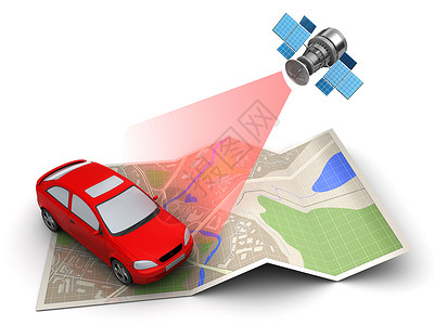 汽车跟踪素材3d说明用卫星导航跟踪汽车定位背景