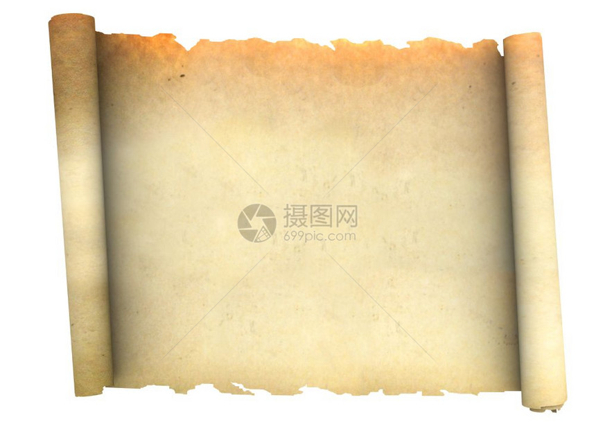 3d说明一个古老的纸卷它被白色背景所孤立图片