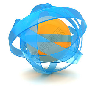 橙色和蓝结构的抽象3d插图图片