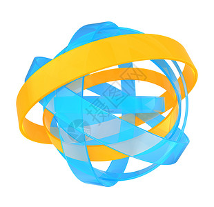 蓝色和橙球体结构抽象3d插图图片
