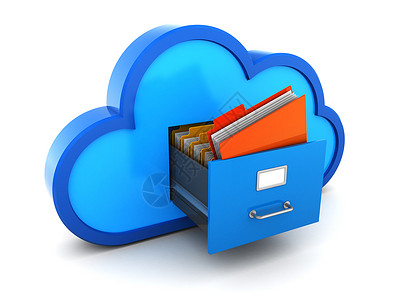 文件备份3d以一个紧急文件夹显示云层归档背景