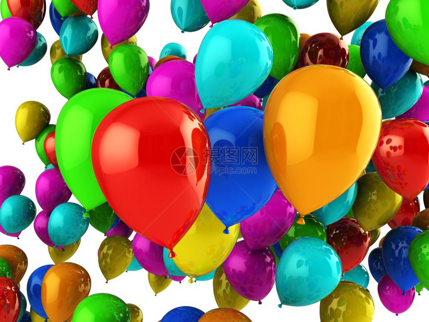 抽象3d色彩多的派对气球背景插图图片